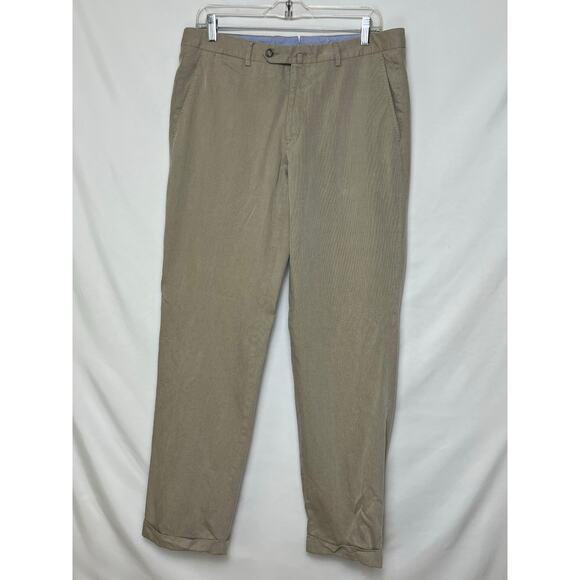 Luciano Barbera Men's Size 52 (36) Tan Flat Front Straight Leg Dress Pants Italy - Picture 1 of 7